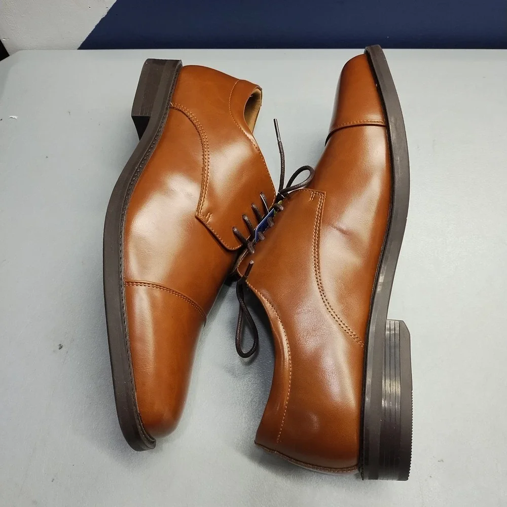 Apt. 9 Denver Oxford Dress Shoes Mens Size 10M Brown Synthetic Cap Toe Lace Up